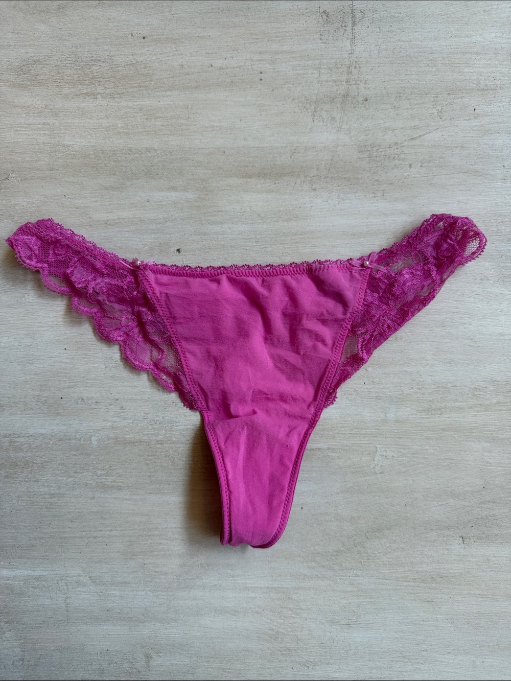 Victoria's Secret Fuchsia Lace-Trim Thong